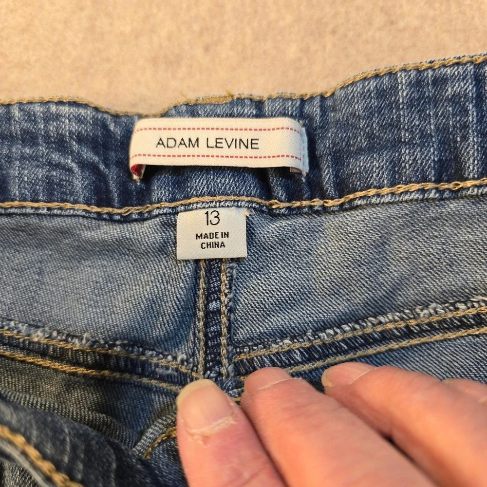 Adam Levine Womens Distressed Denim Shorts Lace Trim Medium Wash Blue Size 13 - Picture 3 of 6